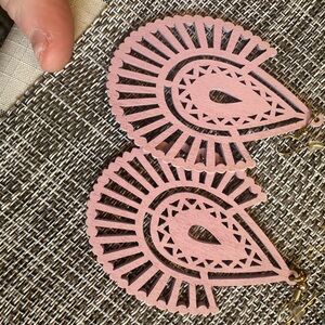 light weight wood-Pink Geometric Earrings